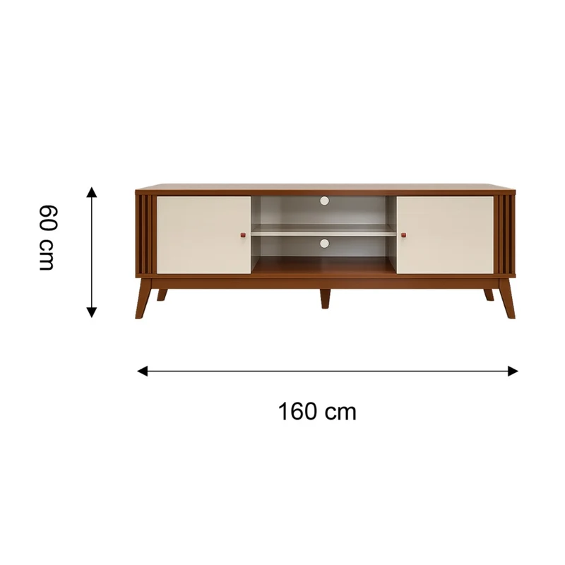 Tokoa Mesa para TV con 2 Puertas y Estantes 160cm Off White (776176)