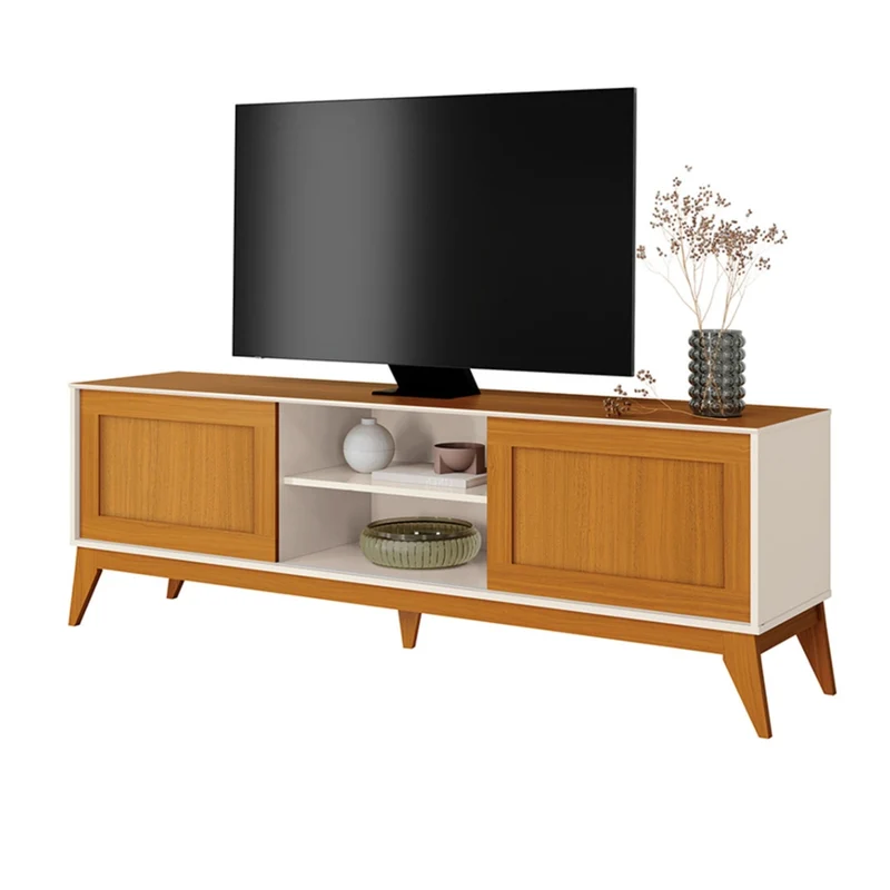 Tokoa Mesa para TV con 2 Puertas y Estantes 180cm Off White (776289)
