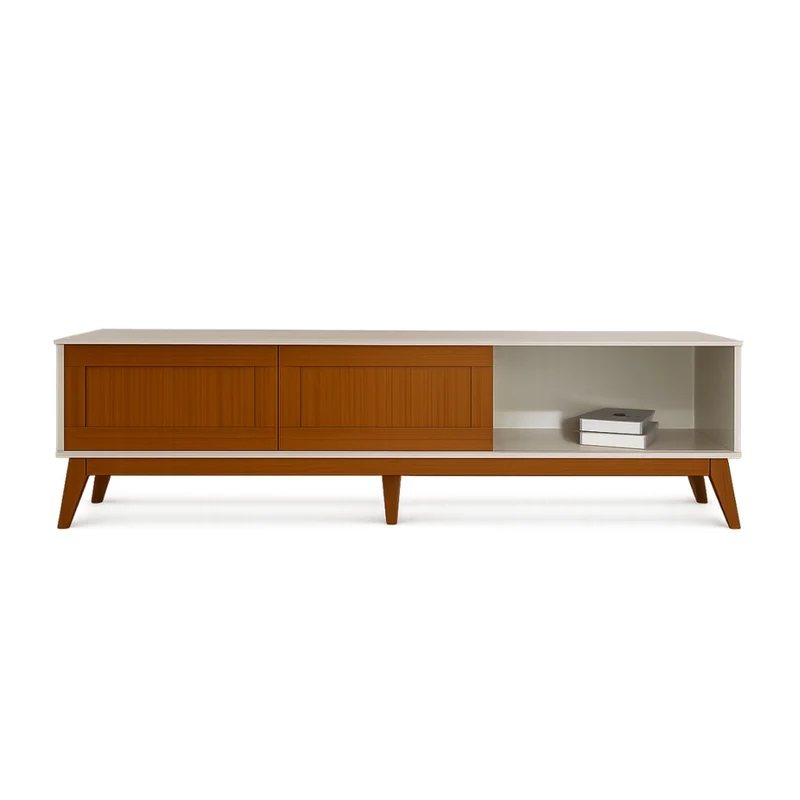 Tokoa Mesa para TV con 2 Puertas y Estantes 180cm Off White (776289)