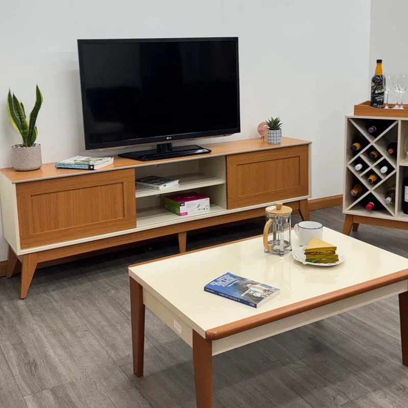 Tokoa Mesa para TV con 2 Puertas y Estantes 180cm Off White (776289)