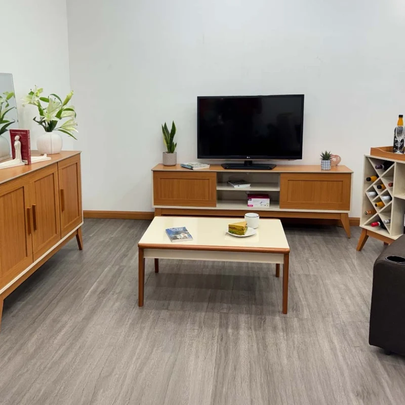 Tokoa Mesa para TV con 2 Puertas y Estantes 180cm Off White (776289)