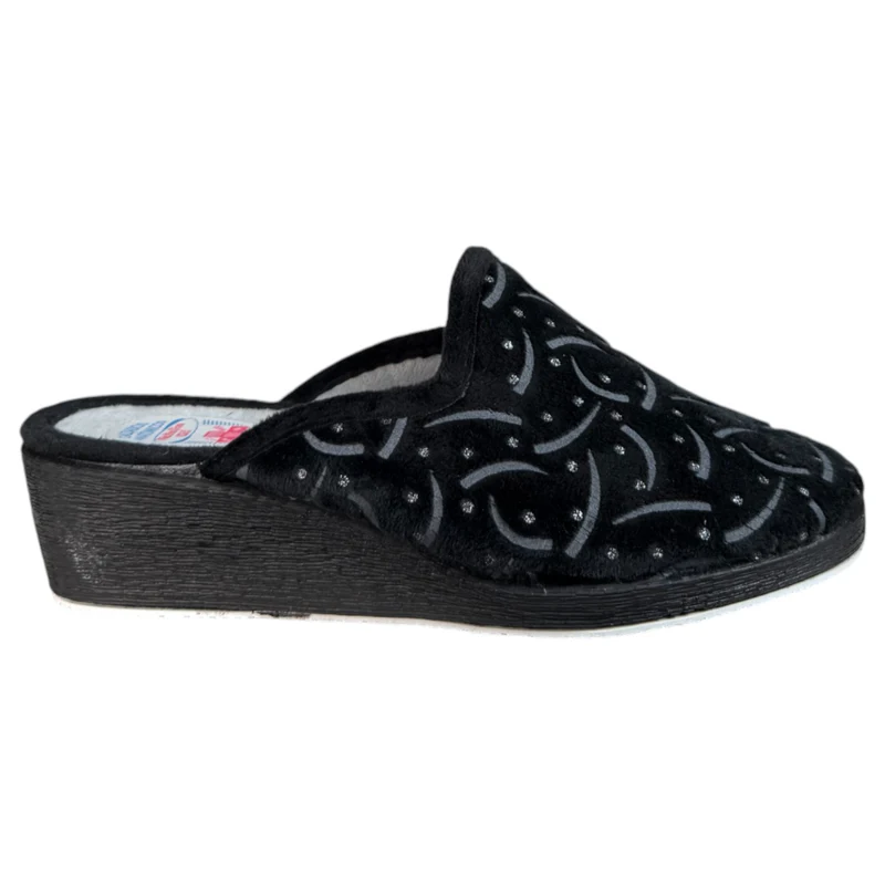 Zapatillas de Casa Natalia Gil Cuña Estampado 2405 Negro