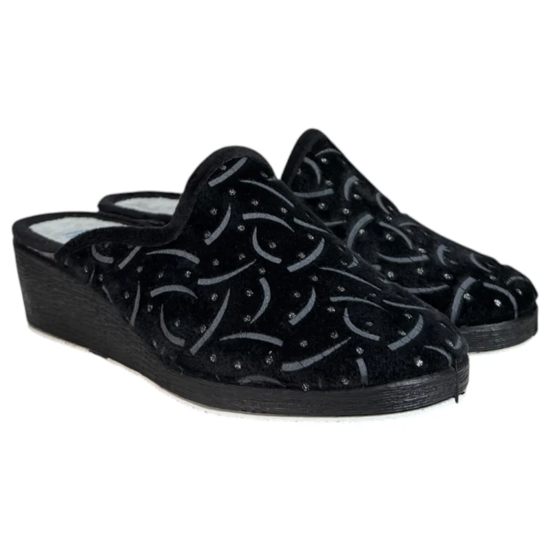 Zapatillas de Casa Natalia Gil Cuña Estampado 2405 Negro