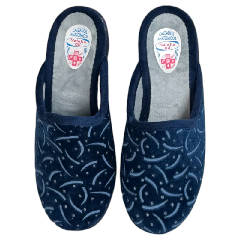Zapatillas de Casa Natalia Gil Cuña Estampado 2405 Marino