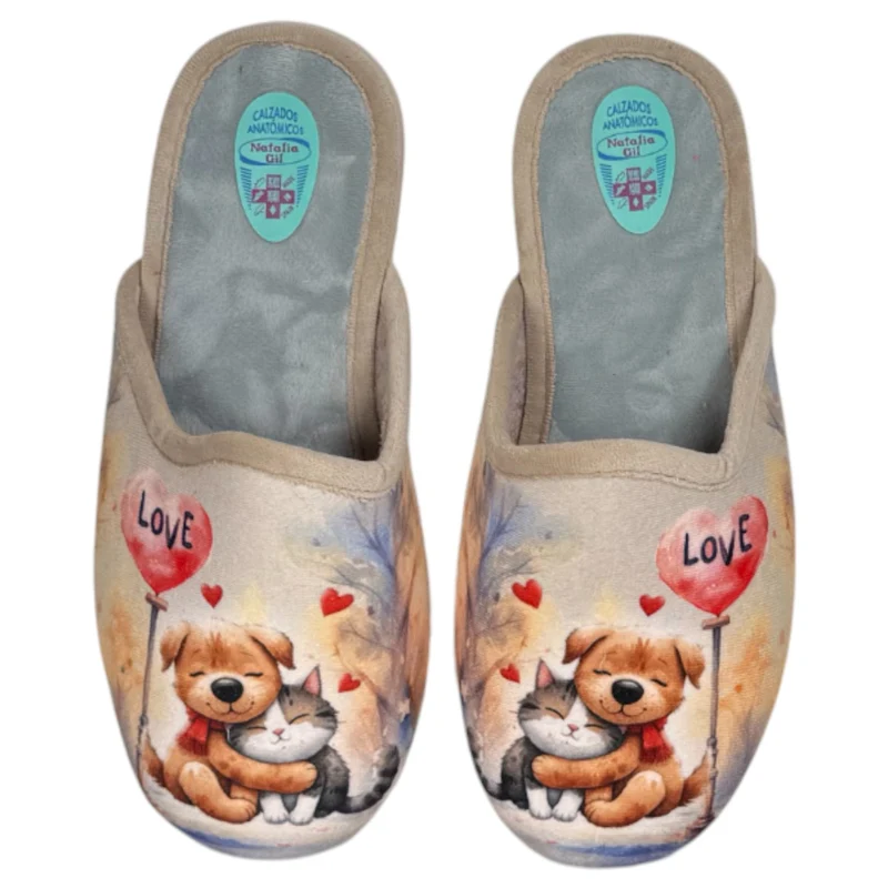 Zapatillas de Casa Natalia Gil Perrito Love 5006 Beig