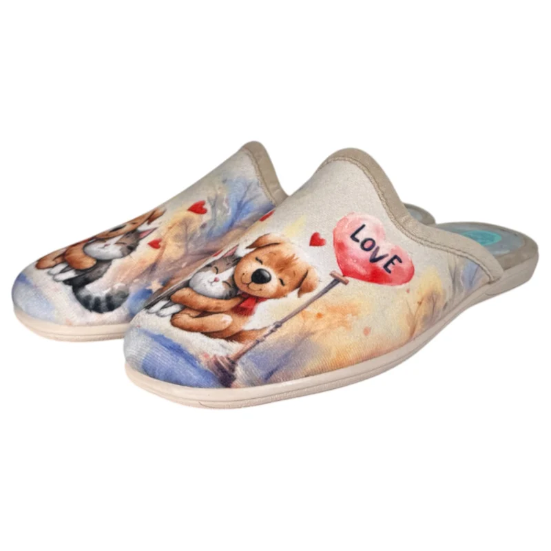 Zapatillas de Casa Natalia Gil Perrito Love 5006 Beig