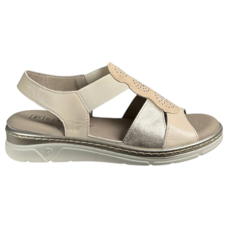 Sandalias Pitillos Plantilla Extraíble Brillos 11002 Crema