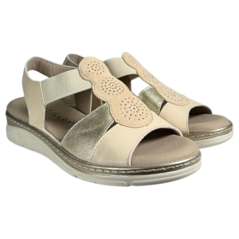 Sandalias Pitillos Plantilla Extraíble Brillos 11002 Crema