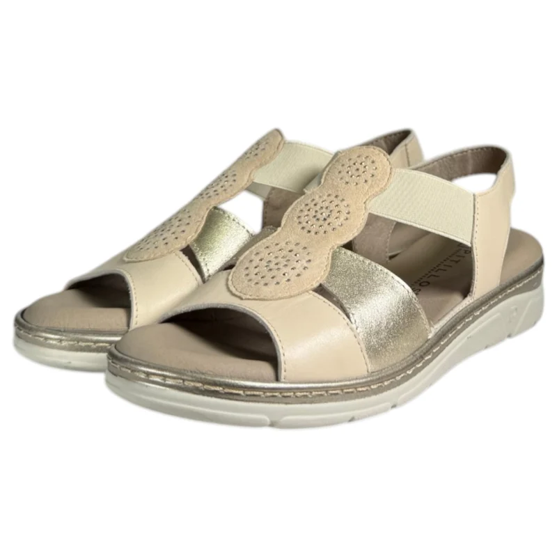 Sandalias Pitillos Plantilla Extraíble Brillos 11002 Crema
