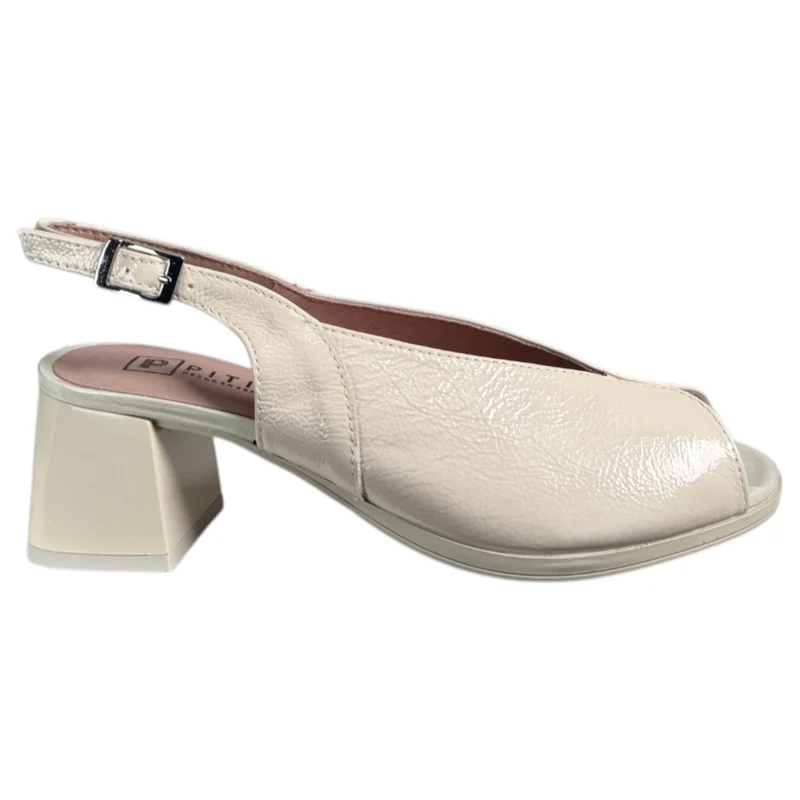 Sandalias Pitillos Tacón Charol 11212 Crema