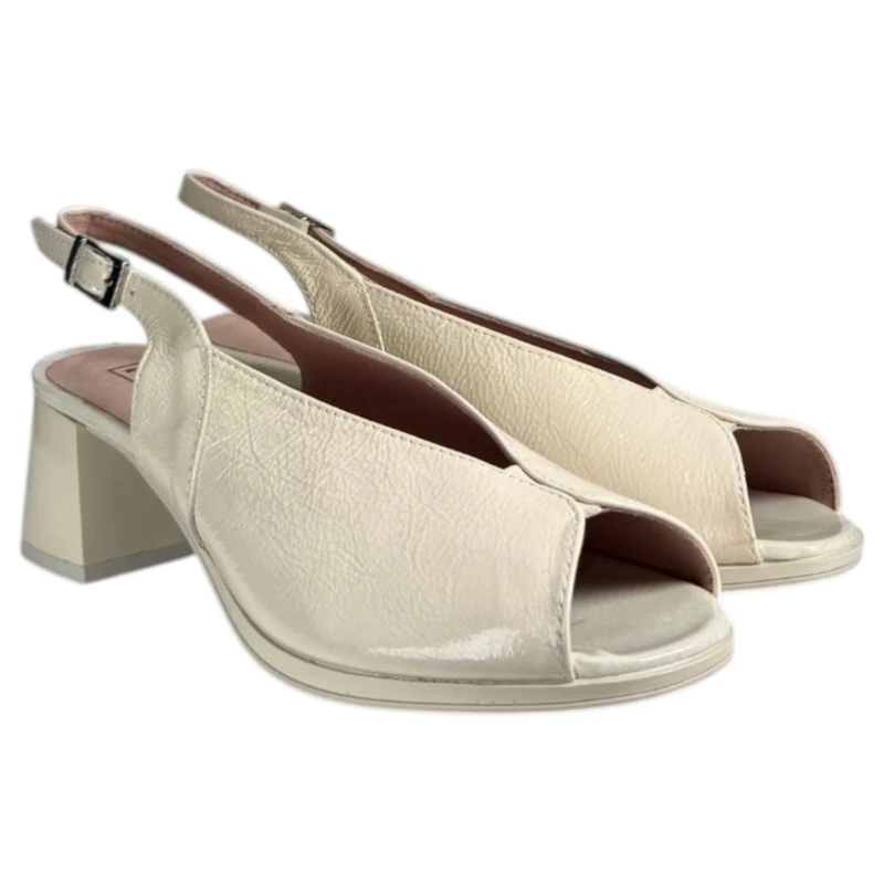Sandalias Pitillos Tacón Charol 11212 Crema