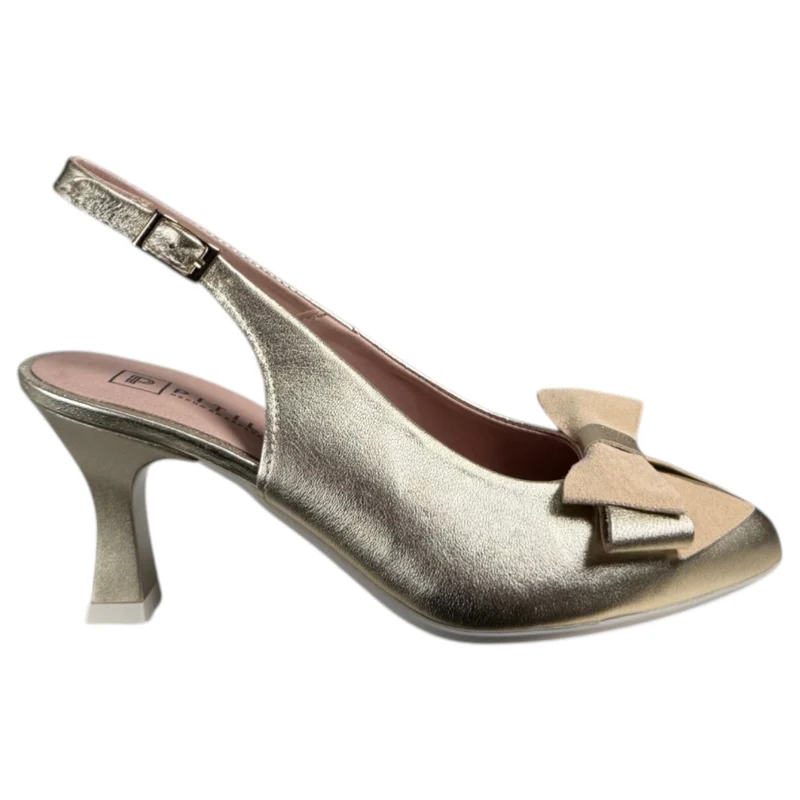Zapatos Pitillos Salón Abierto Lazo 11191 Oro