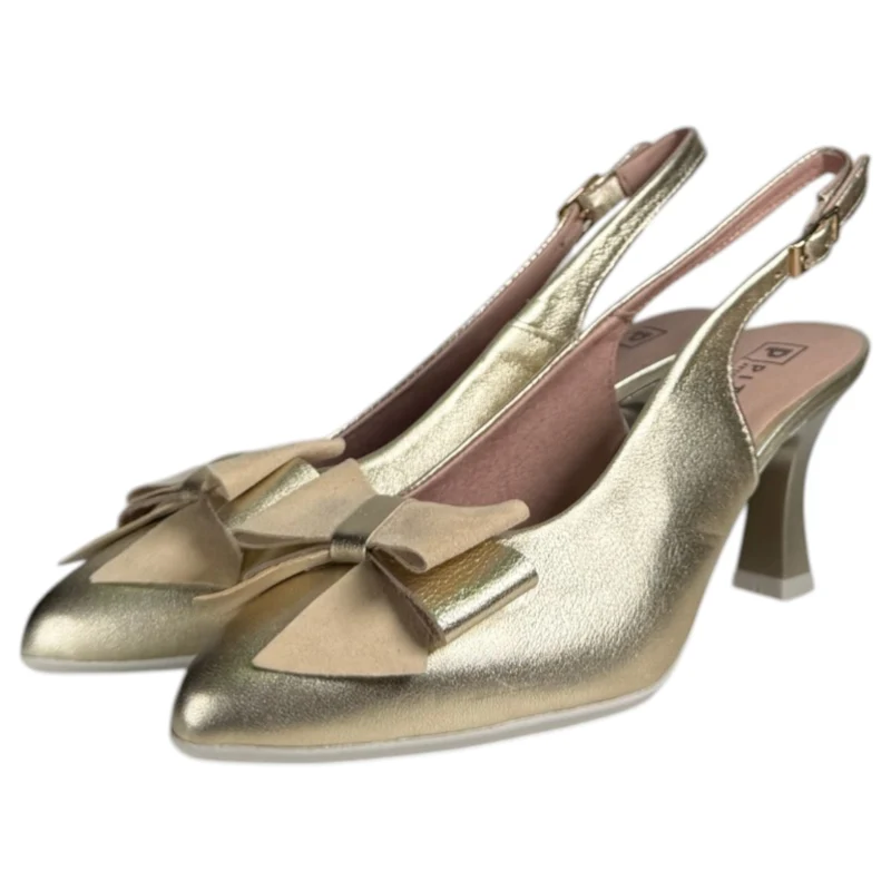 Zapatos Pitillos Salón Abierto Lazo 11191 Oro