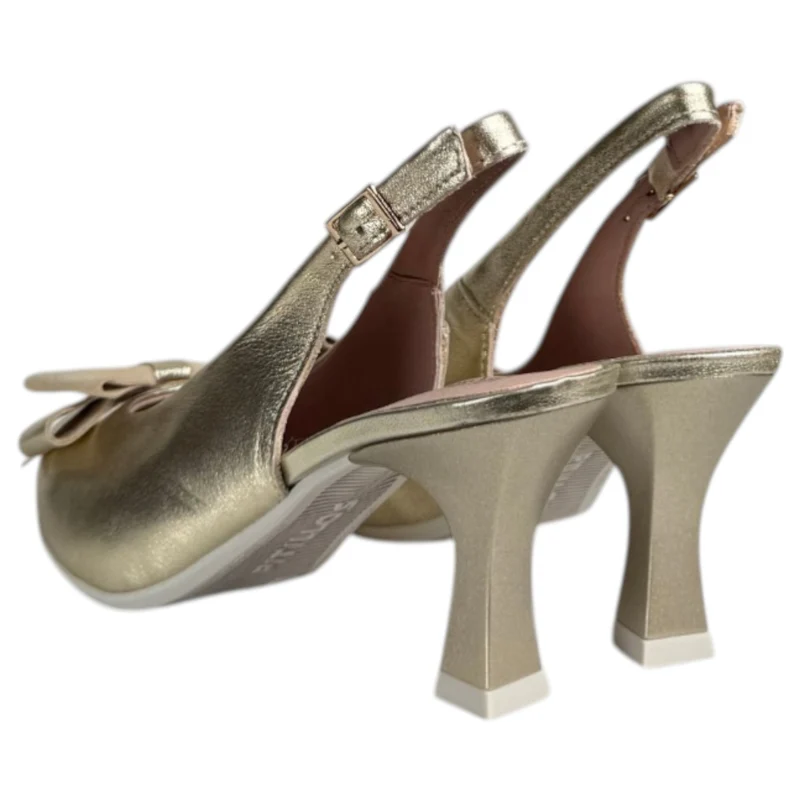 Zapatos Pitillos Salón Abierto Lazo 11191 Oro