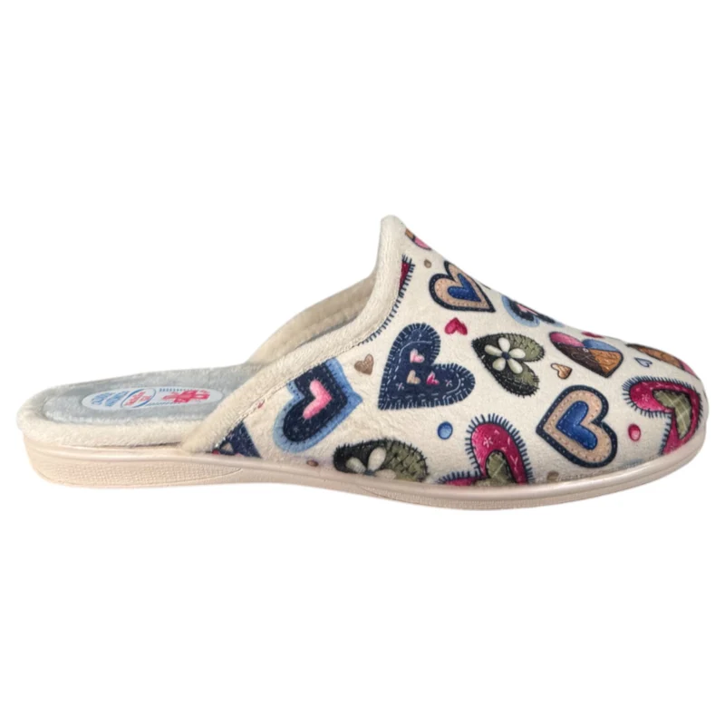 Zapatillas de Casa Natalia Gil Corazones 5013 Beige