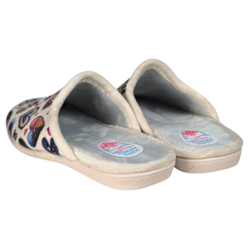 Zapatillas de Casa Natalia Gil Corazones 5013 Beige