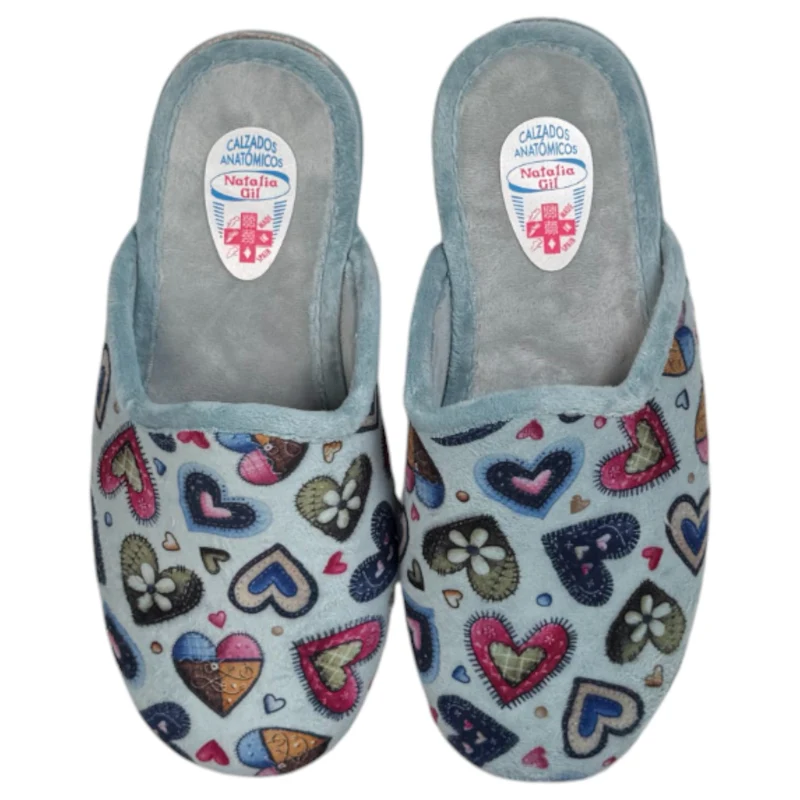 Zapatillas de Casa Natalia Gil Corazones 5013 Azul