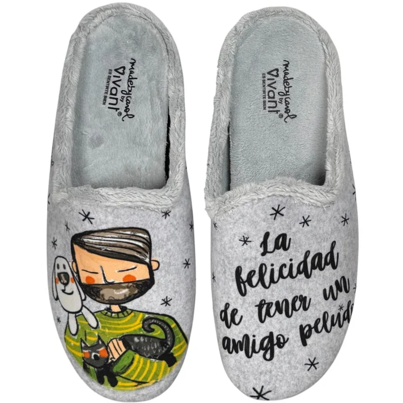 Zapatillas de Casa Vivant Amigo Peludo 252021 Gris