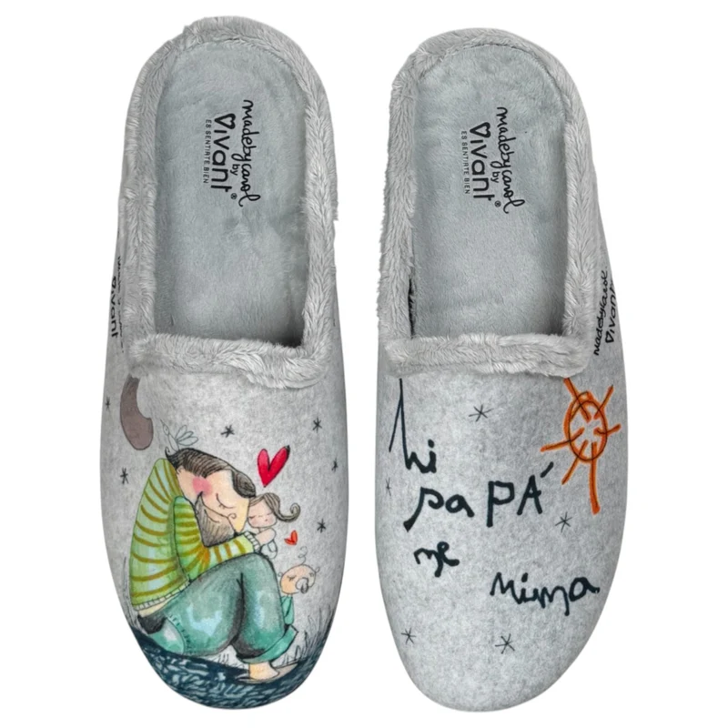 Zapatillas de Casa Vivant Mi Papá Me Mima 242070 Gris