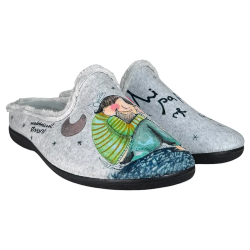 Zapatillas de Casa Vivant Mi Papá Me Mima 242070 Gris