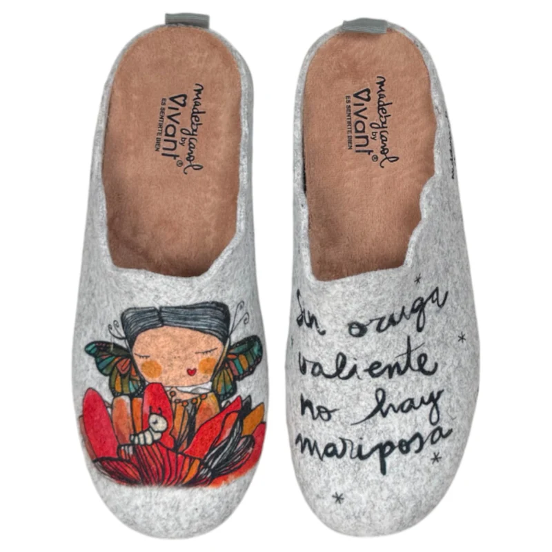 Zapatillas de Casa Vivant Oruga Mariposa 242175 Gris