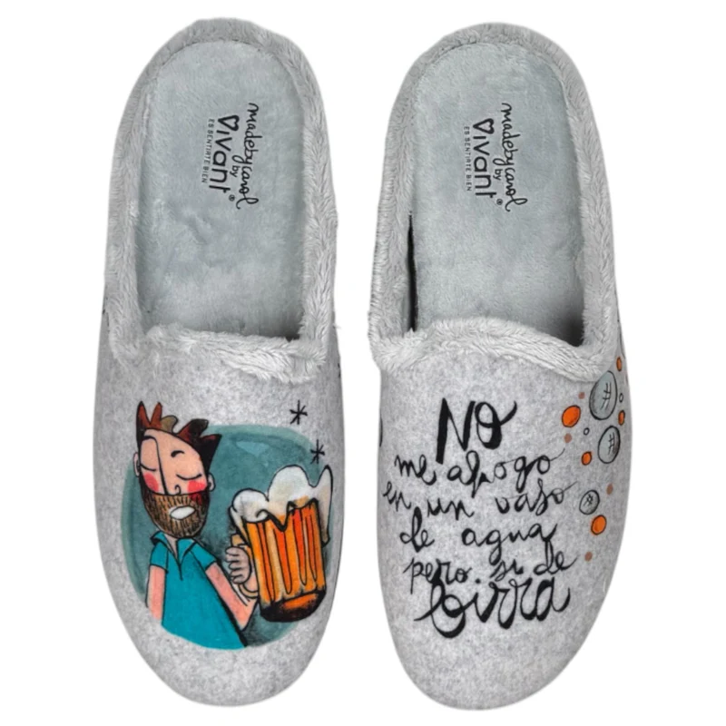 Zapatillas de Casa Vivant Cerveza Agua 242105 Gris
